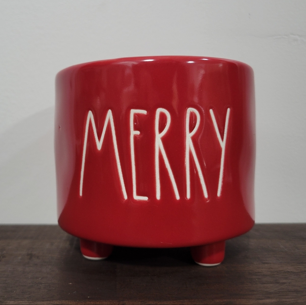 Rae Dunn Red Merry Planter Pot